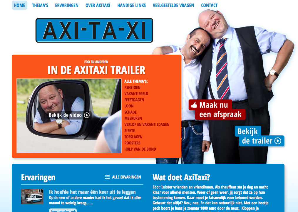 Axitaxi, website, taxichauffeur